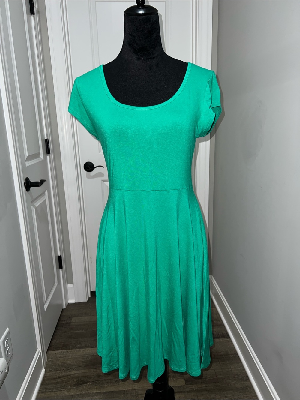 Old Navy Green Scoop-Neck Fit & Flare Mini Dress
